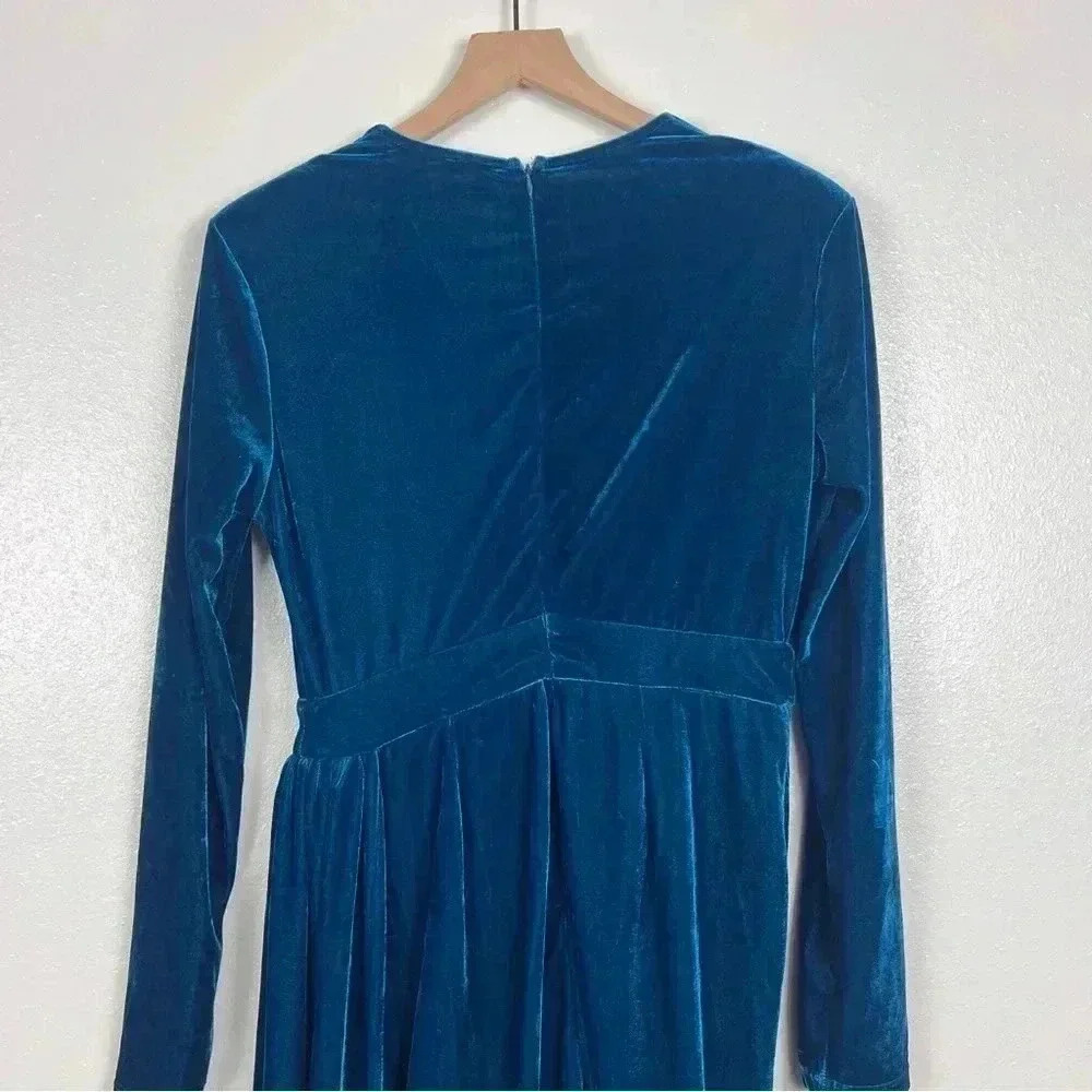 NWT Fashion Nova Teal Velvet Texture Dress - Picture 6 of 7